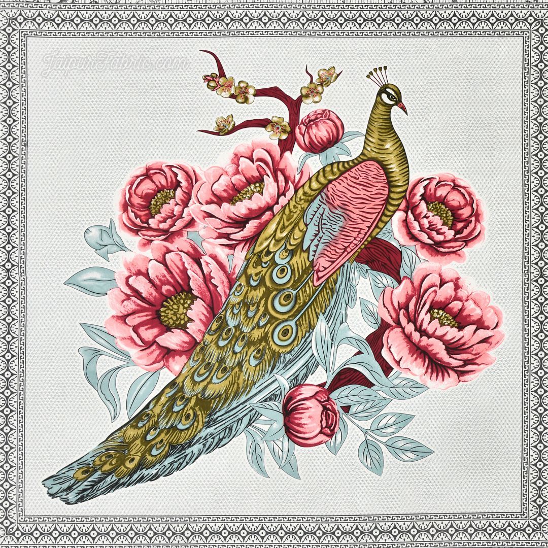 Majestic Peacock Dreams Pink & Blue Cotton Double Bedsheet